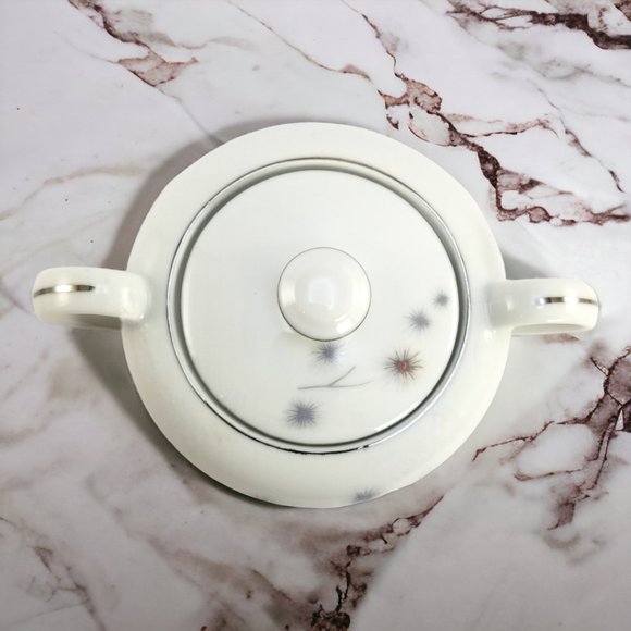 Creative Platinum Starburst Sugar Bowl M.C.M Vintage Tableware Made In Japan - Picture 5 of 11